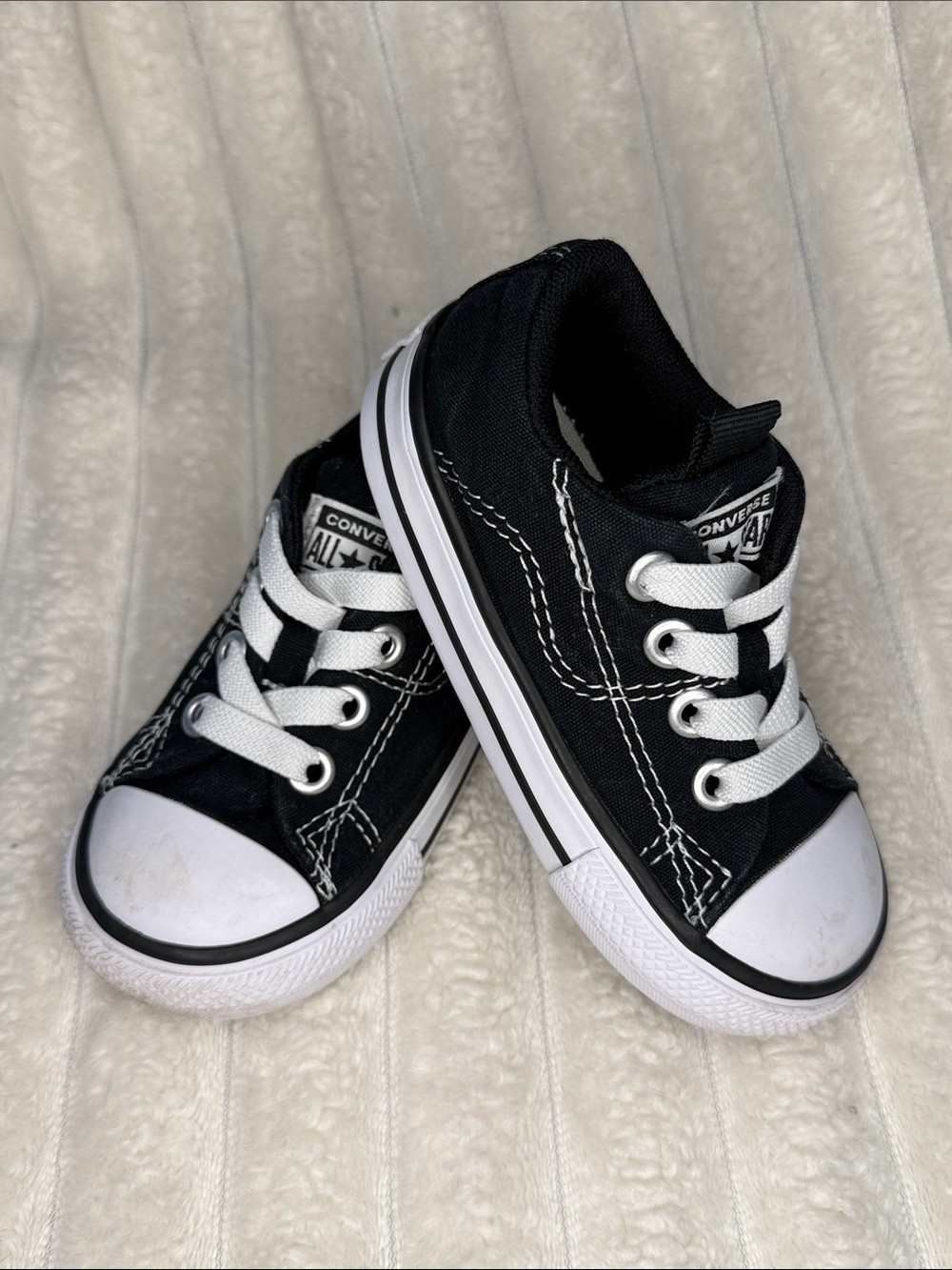 Converse Kids Black and White Low-Top Canvas Sneakers